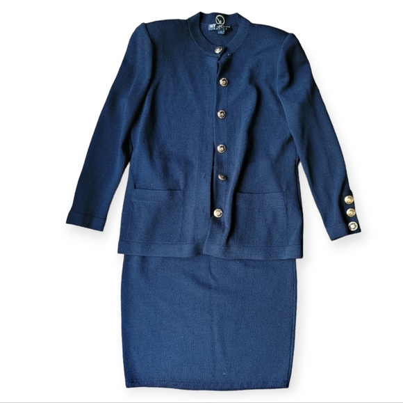 St. John | Skirts | Vintage St John Knit Set Skirt And Blazer Black ...
